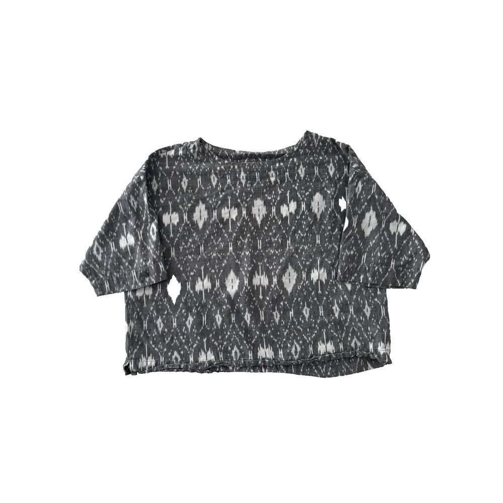 J Jill Pure Jill Blouse Womens XS P Gray Boxy Top Short Sleeve Lagenlook Boho